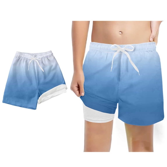 Boy Swim Trunks with Compression Liner Casual Quick Dry Board Shorts Swim Trunks 10-12 Years Boy