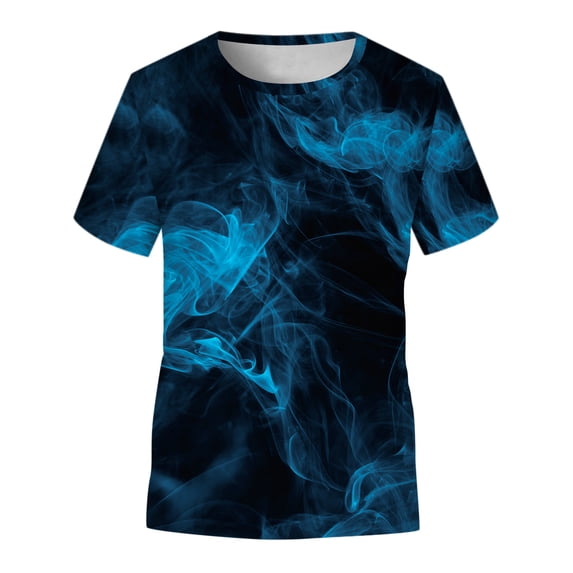 Boy T Shirt Children Kids Girls Galaxy Print Casual Short Sleeve Clothes Tees Tops for Boy Size 13-14T,Blue