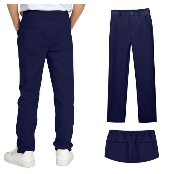 Teen Boy Uniform Pants Pull On Chino Pants With Pockets Straight Pants Black Uniform Pants Back To School Outfits For Boys Teen Boys Clothes 15-16 Years