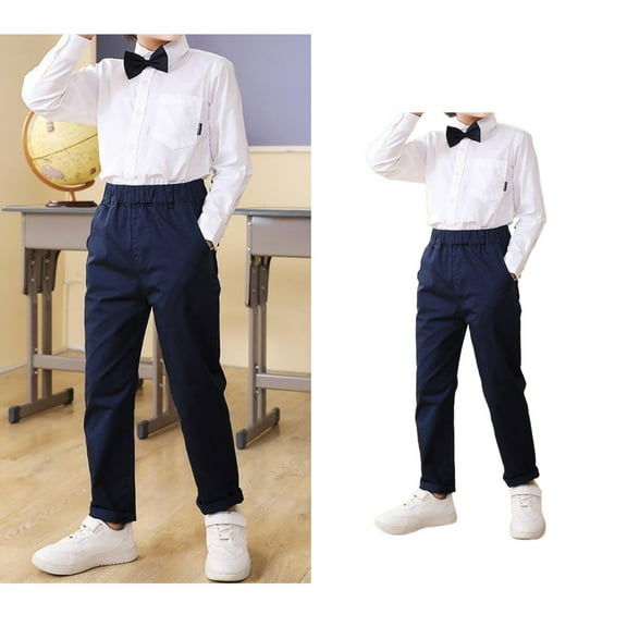 Teen Boy Uniform Pants Pull On Chino Pants With Pockets Straight Pants Kids Red Pants Boys Back To School Outfits Teen Boys Pants Size 17-18 Years