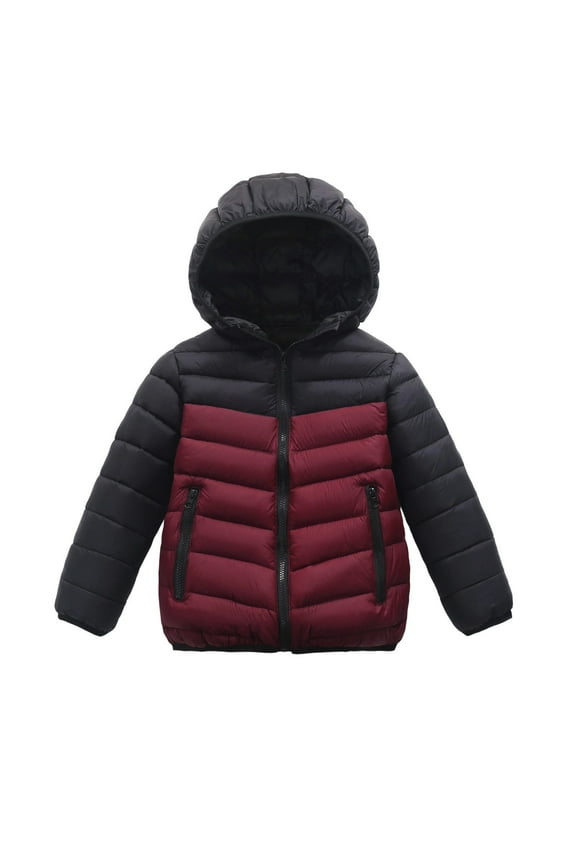 Teen Boy Winter Coat Hooded Puffer Jacket Kids Red Jacket Boys Zipper Long Sleeve Lightweight Waterproof Jacket Kids Boys Fall Jacket 14-16 Years