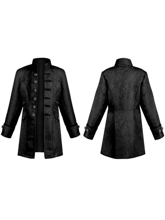 Boy's Steampunk Vintage Jacket Halloween Retro Gothic Victorian Frock Coat Uniform