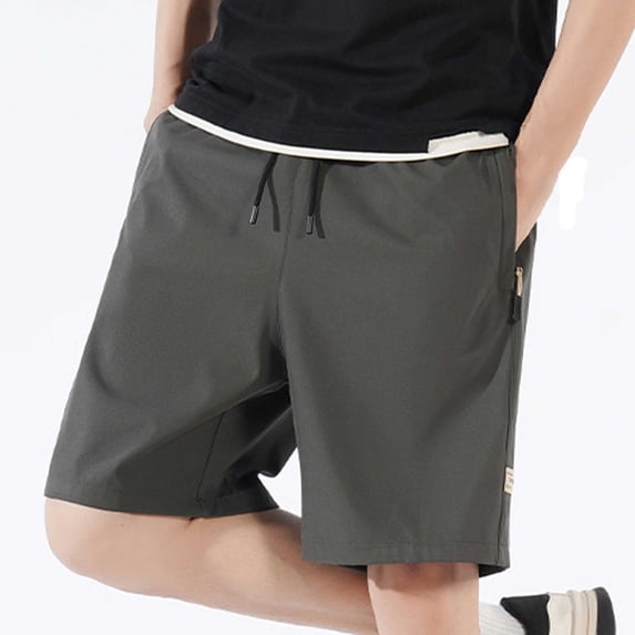 Teen Boys Athletic Running Shorts Quick Dry Activewear with Zipper Pockets Elastic Waist Drawstring Lightweight Gym Workout Sports Trunks Summer Bottoms