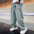 thumbnail image 1 of Boys Baggy Jeans Baggy Cargo Pants Elastic High Waisted Straight with Pocket Classic Fit Jogger 11-12 Years Shorts Boys, 1 of 8