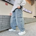 thumbnail image 1 of Boys Denim Pants Jogger Pants ForBoys Straight Waist Casual with Pocket Loose Fit Jogger Boy Clothes 15-16 Years, 1 of 4