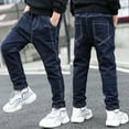 thumbnail image 1 of Teen Boys Baggy Jeans Cargo Joggers Elastic High Waisted Straight with Pocket Classic Fit Pull On 10-12 Years Boy Clothes, 1 of 6
