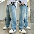 thumbnail image 1 of Teen Boys Baggy Jeans Baggy Cargo Pants Elastic Waist Straight with Pocket Classic Fit Casual Boy Clothes 13-14 Years, 1 of 8