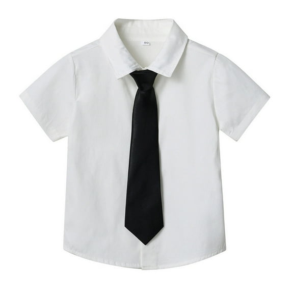 Teen Boys' Button Down Shirts Boys White Dress Shirt Button Up Shirt Graduation Shirts Kids Uniform Shirts 15-16 Years