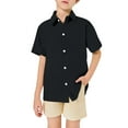 thumbnail image 1 of Teen Boys Button Down Shirts Graduation Shirts Black Button Down Boys Girls Uniform Shirts 10-11 YearsFormal Outfits, 1 of 6