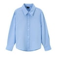 thumbnail image 1 of Teen Boys Button Down Shirts Graduation Shirts Boys Blue Long Sleeve Shirt Uniform Shirt 150 Kids Clothes, 1 of 8
