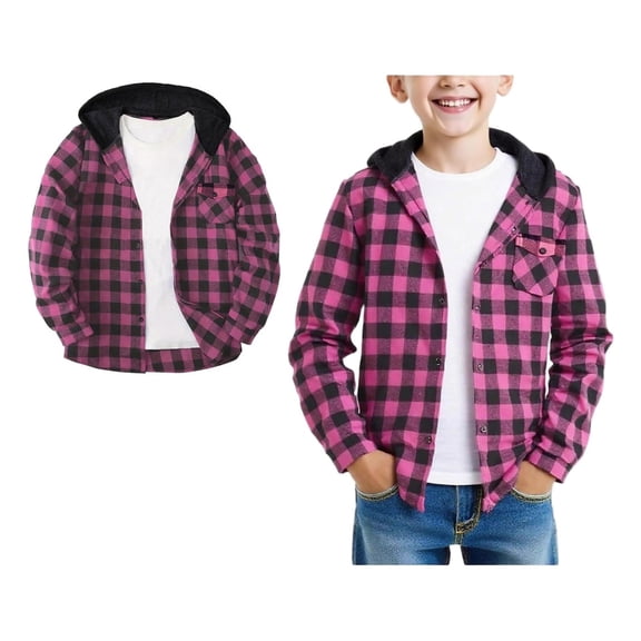 Teen Boys Button down Shirt Plaid Hooded Long Sleeve Shirts Lightweight Boys Fall Jacket Boys Christmas Shirts 15-16 Years