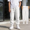 thumbnail image 1 of Boys Casual Cotton And Linen Pants Lightweight And Breathable Summer Loose Fit Elastic Waistband Suitable For Plus-Size White Casual Pants Size 11-12 Years Suitable For Casual Wear, 1 of 7