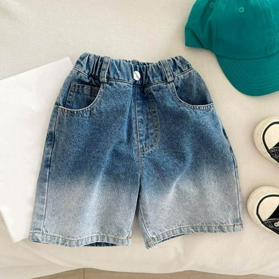 Teen Boys Casual Loose Fit Denim Shorts Kids Elastic Waist Baggy Cargo Jeans with Pockets Y2k Summer Trendy Clothing Toddler Boys Shorts