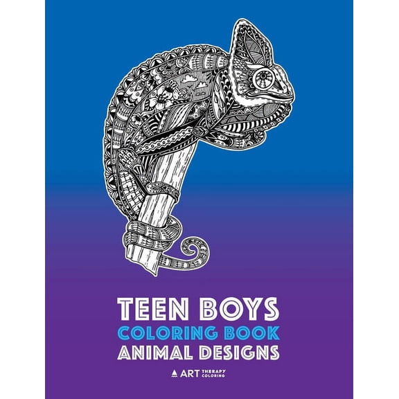 Teen Boys Coloring Book: Animal Designs: Complex Animal Drawings for Older Boys & Teenagers; Zendoodle Lions, Wolves, (Paperback)