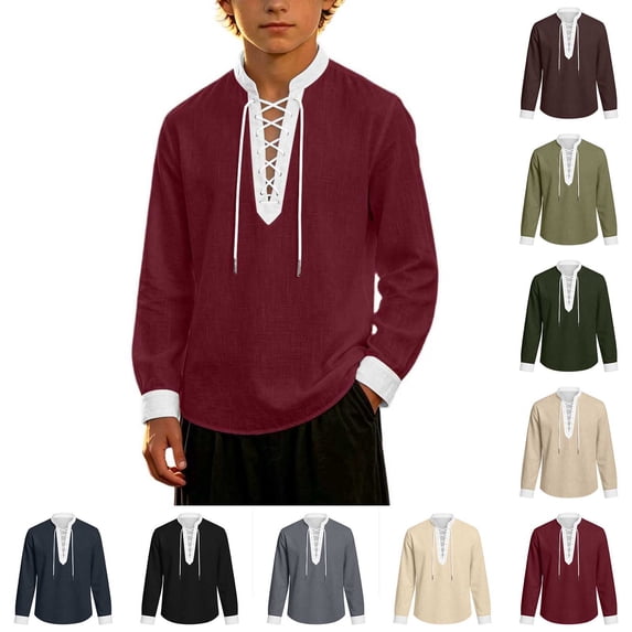 Teen Boys Costumes Long Sleeve Boys Medieval Shirt Medieval Costume Kids Boy Dress up Clothes for Play Boys Halloween Costume 15-16 Years