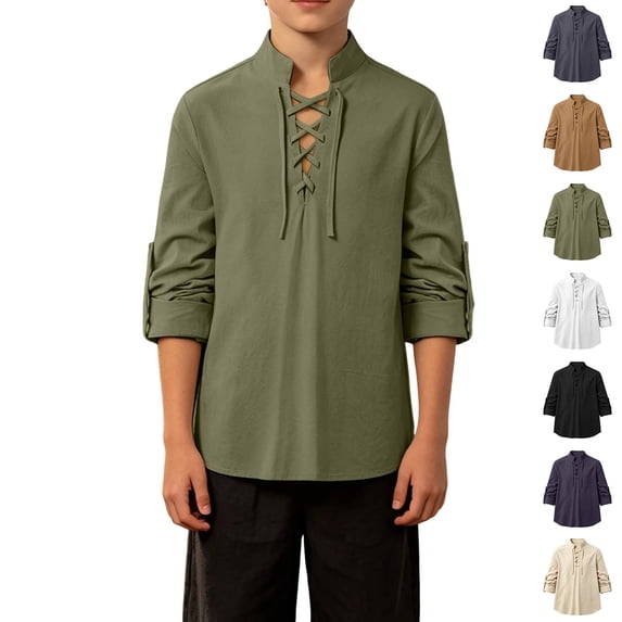 Teen Boys Costumes Long Sleeve Boys Medieval Shirt Medieval Costume Kids Dress up Clothes Kids Halloween Costumes 13-14 Years