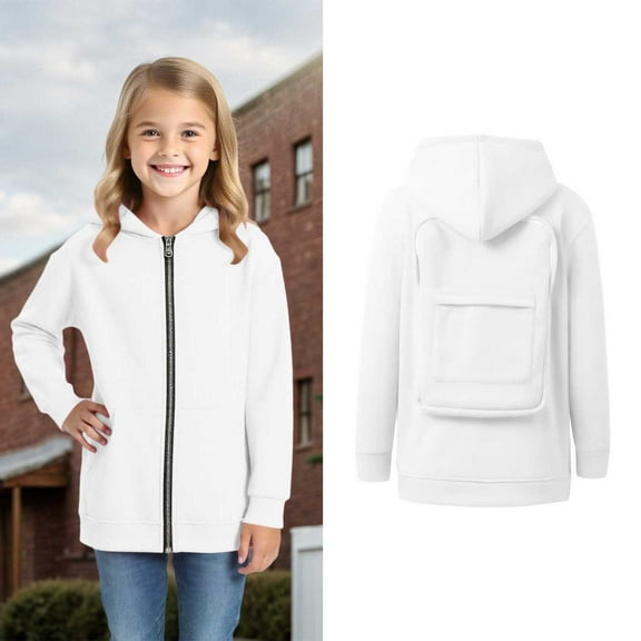 Teen Boys Creative Hoodie Back Pack Hoodies Zip up Hoodie Girls Long Sleeve Hooded Sweatshirt Top Little Girl Clothes for School 10-11 Years