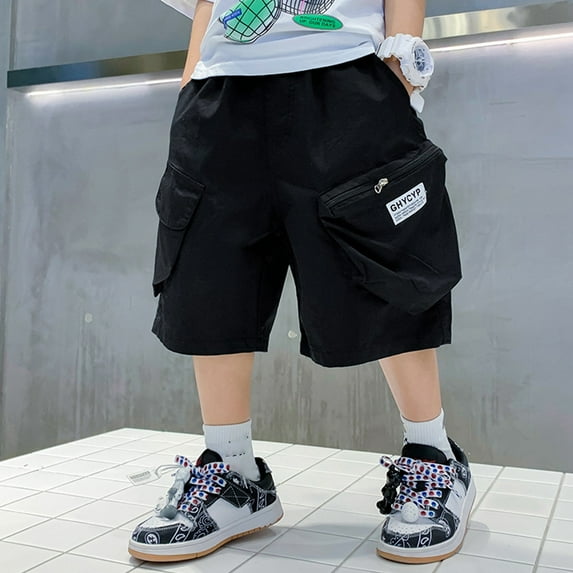 Teen Boys Denim Cutoffs Comfort Relaxed Fit Washed Denim Kids Summer Black Boys Shorts 14-15 Years