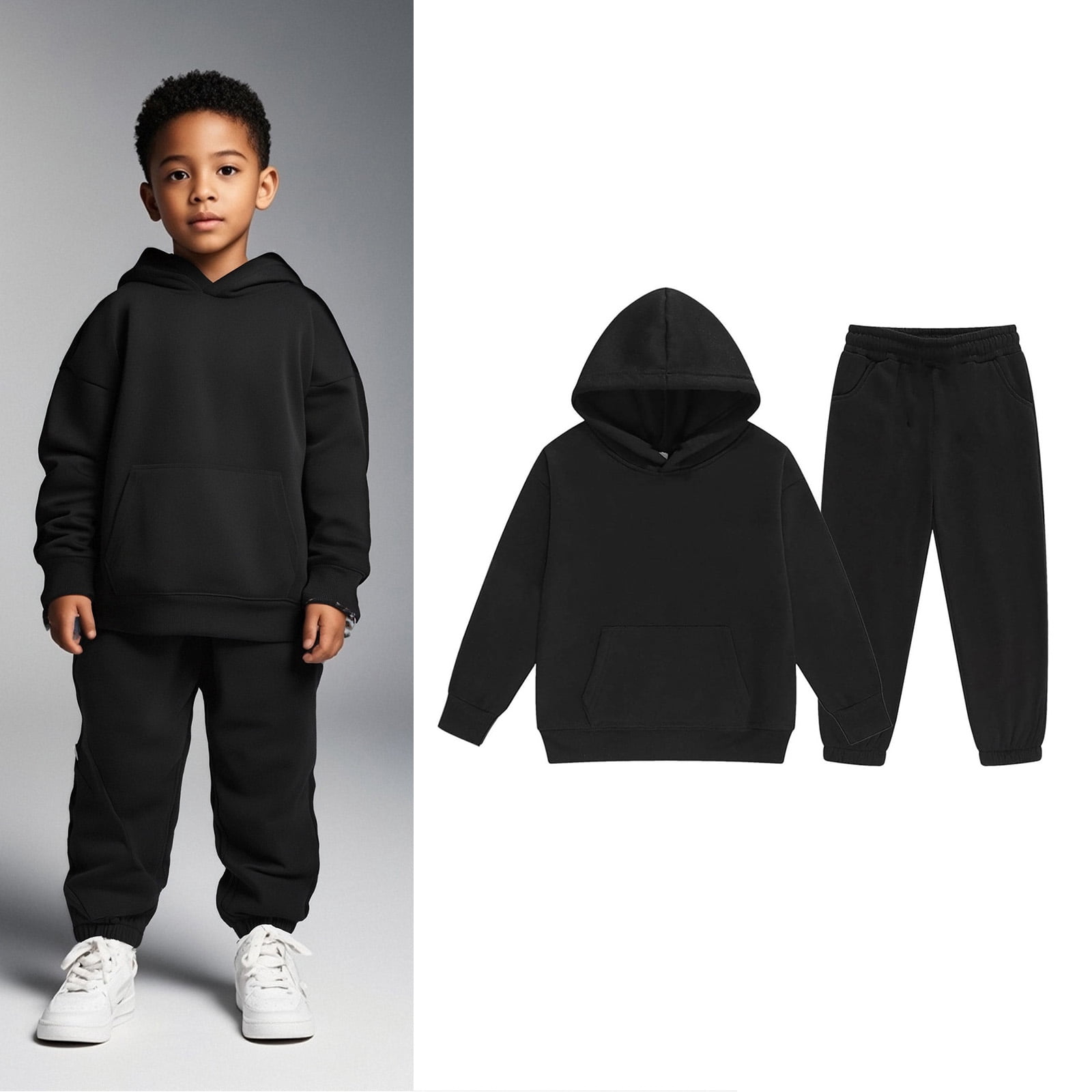 Boys Girls Active Sweatsuit,2 Piece Long Sleeve Black Sweatshirt Sweatpants Fall Clothes Clothes for 12-13 Years Girls