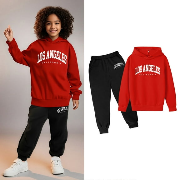 Teen Boys Girls Active Sweatsuit,2 Piece Long Sleeve Letter Pattern Tracksuit Pullover Hoodie and Jogger Pants Fall Clothes Teen Girl Trendy Clothes 12-13 Years