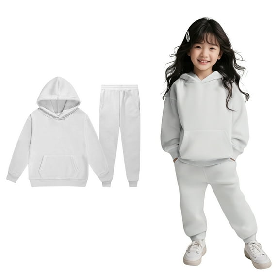 Teen Boys Girls Active Sweatsuit,2 Piece Long Sleeve White Hooded Sweatshirt and Active Jogger Pants Winter Clothes 12-13 Years Boy Clothes