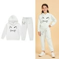 thumbnail image 1 of Teen Boys Girls Active Sweatsuit,2 Piece Long Sleeve White Soft Hoodie and Jogger Sweatpants Fall Winter Clothes Boys Outfits 10-11 Years, 1 of 6