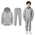 thumbnail image 1 of Teen Boys Girls Active Sweatsuit,2PC Long Sleeve Full ZipLight Gray Soft Hoodie Jogger Set Winter Clothes Girls Clothes Size 11-12 Years, 1 of 6