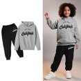 thumbnail image 1 of Teen Boys Girls Active Sweatsuit,2PC Long Sleeve Letter Pattern Sweatshirt Jogger Set Winter Clothes Preppy Clothes for Girls 11-12 Years, 1 of 3