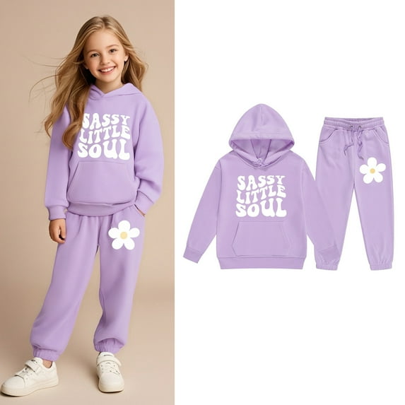 Teen Boys Girls Active Sweatsuit,2PC Long Sleeve Purple Hoodie Sweatpants Fall Clothes Boys Athletic Sets 12-13 Years