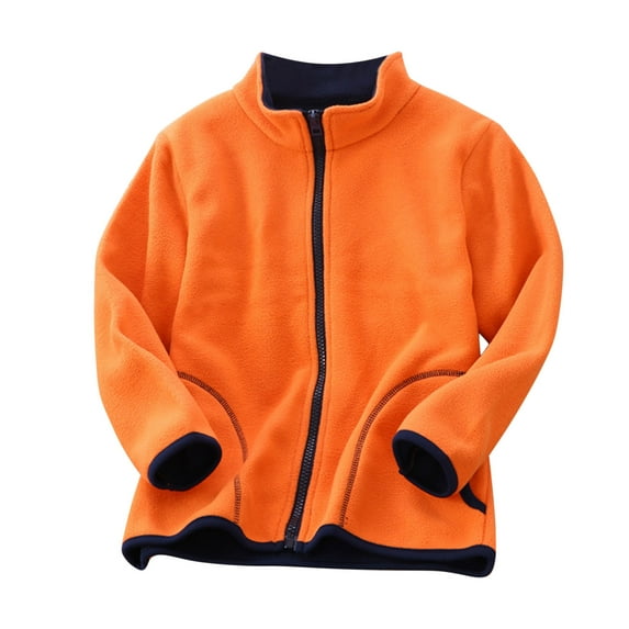 Teen Boys Girls Long Sleeve Zipper Sweatshirt Winter Solid Fleece Jacket Thicken Warm Outwear 4t 12t Sport Coat