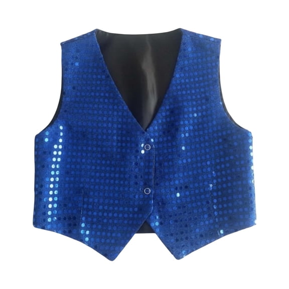 Teen Sequin Vest Kids Boys Shiny Dance Vest Sleeveless V Neckline BU2 Vest Jazz Hip Hop Disco Party Shirts Outerwear 12-13 Years