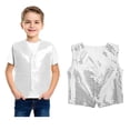 thumbnail image 1 of Boys Girls Sequins Vest Sleeveless Button Down Jacket Vest for Jazz Ballet Party Performance 13-14 Years, 1 of 8