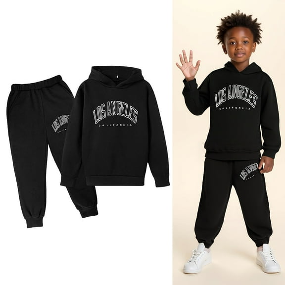 Teen Boys Girls Sweatsuit Set,2 Piece Long Sleeve Letter Pattern Hoodie Sweatshirt Leggings Pants Fall Clothes Boys' Tracksuits 11-12 Years