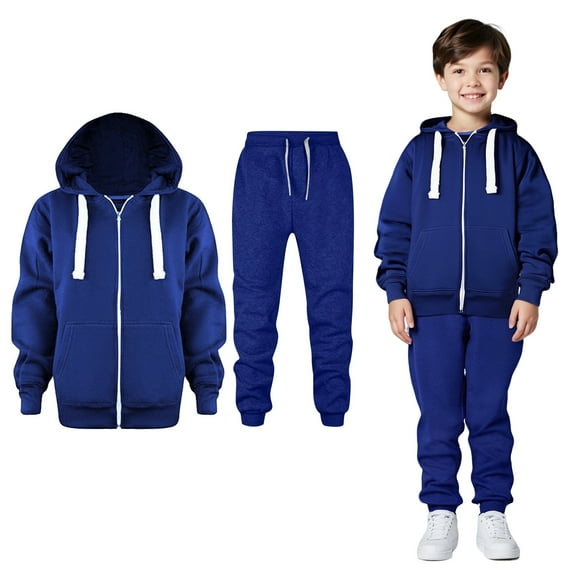 Teen Boys Girls Sweatsuit Set,2PC Long Sleeve Full ZipBlue Hoodie and Sweatpants Fall Winter Clothes Clothes for 11-12 Years Old Girls