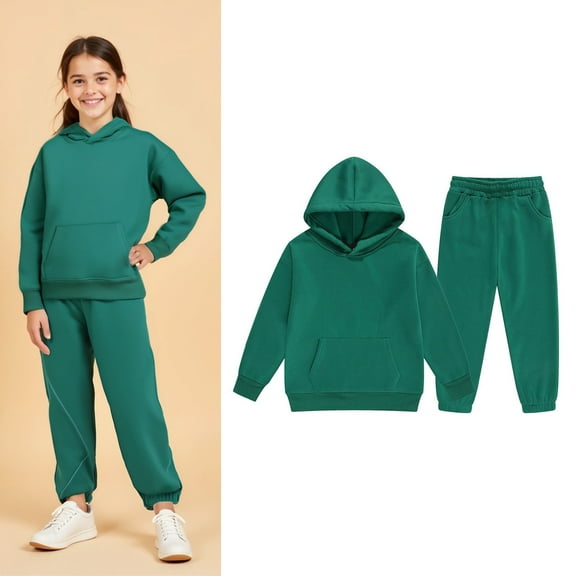 Teen Boys Girls Sweatsuit Set,2PC Long Sleeve Green Tracksuit Pullover Hoodie Sweatpants Joggers Set Fall Winter Clothes Girls Clothing Size 12-13 Years