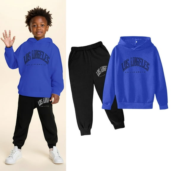 Teen Boys Girls Sweatsuit Set,2PC Long Sleeve Letter Pattern Hooded Sweatshirt and Active Jogger Pants Fall Winter Clothes Girls Clothing Size 13-14 Years