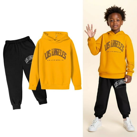 Teen Boys Girls Sweatsuit Set,2PC Long Sleeve Letter Pattern Hoodie Sweatshirt and Active Jogger Pants Fall Winter Clothes Teen Girls Trendy Clothes 11-12 Years