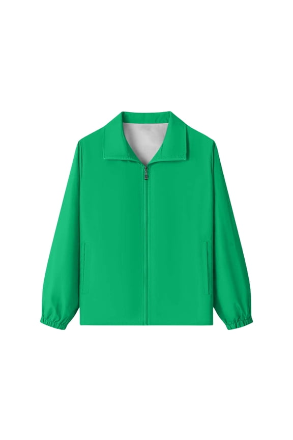 Teen Boys Girls Waterproof Rain Jacket No Hood Lightweight Softshell Jacket Kids Windproof School Exercise Coat with Pockets for Camping Cycling Hiking Army Green 9-10Years