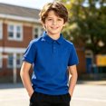 thumbnail image 1 of Boys Golf Polo Shirt School Uniform Blue Short Sleeve Button Collared Tee Casual Performance Active T Shirt Size 14-15 Years, 1 of 5