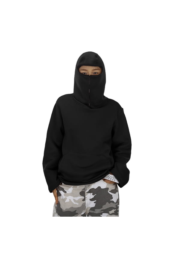 Teen Boys Hoodie Black Hooded Casual Long Sleeve Sweatshirts Fall Clothes Little Boy Clothes 11-12 Years