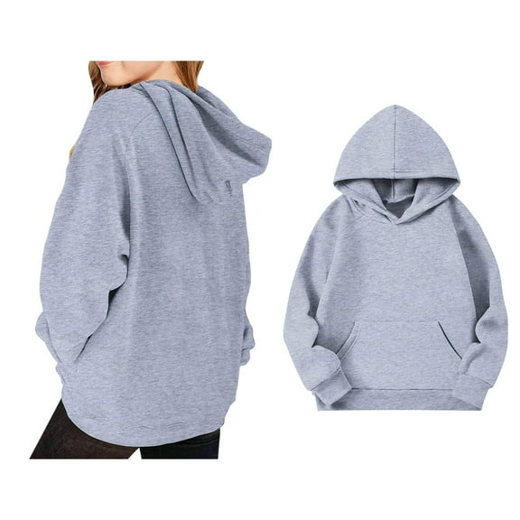 Teen Boys Hoodie Kids Grey Hooded Casual Long Sleeve Sweatshirts Warm Fall Winter Clothes Girls Hoodies Size 11-12 Years