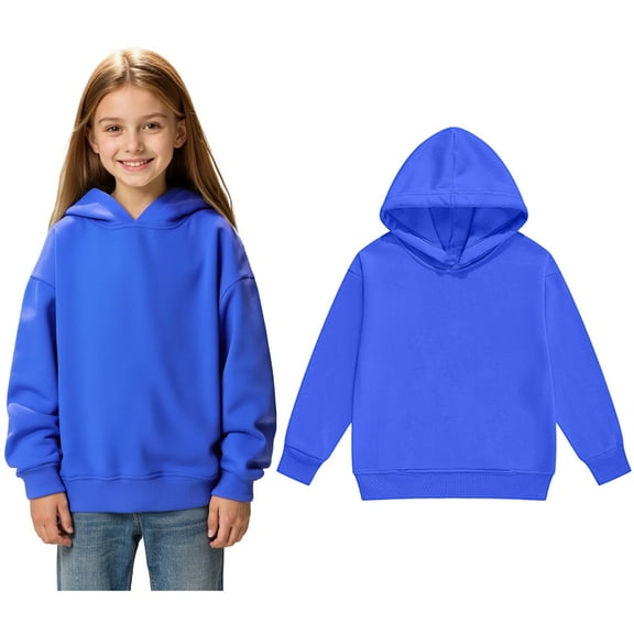 Teen Boys Hoodies Blue Hooded Long Sleeve Pullover Tops Fall Winter Clothes Toddler Girls Clothes 10-11 Years