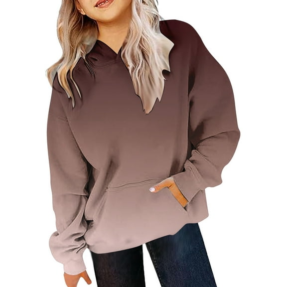 Teen Boys Hoodies Gradient Color Hooded Oversized Long Sleeves Comfy Loose Pullover Cute Clothes Girls Sweatshirts Size 7-8