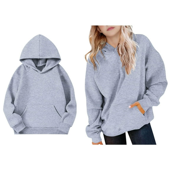 Teen Boys Hoodies Grey Hoodies Long Sleeve Hooded Sweatshirt Top Warm Fall Winter Clothes Little Girl Clothes 14-15 Years