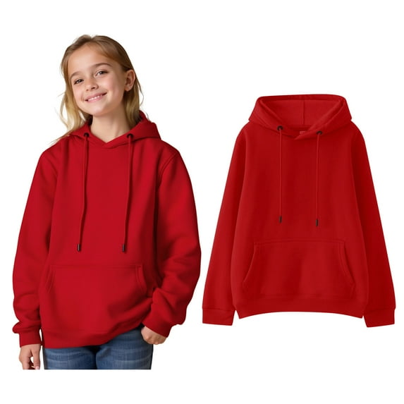Teen Boys Hoodies Kids Red Hoodies Casual Long Sleeve Sweatshirts Winter Clothes Kids Clothes Girls Size 10-12 Years