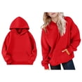 thumbnail image 1 of Teen Boys Hoodies Red Hoodies Long Sleeve Casual Basic Pullover Sweatshirt Hoodie Fall Winter Clothes Size 12-13 Years Girls Clothes, 1 of 6