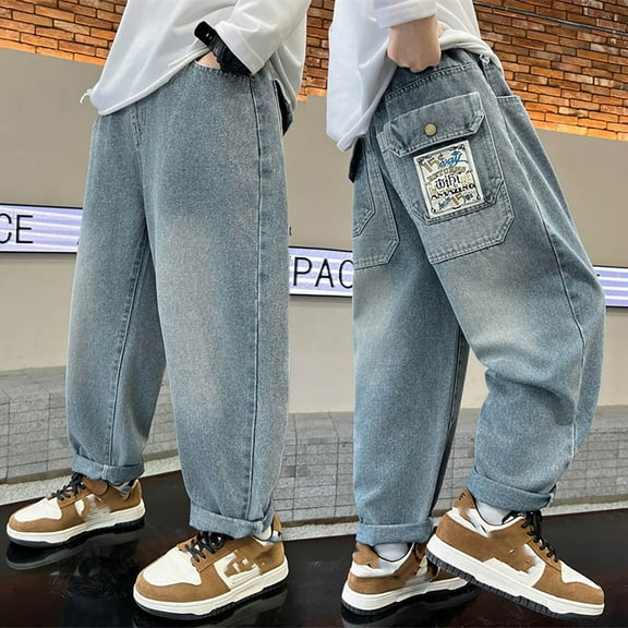Teen Boys Jean Pants,Relaxed Fit Baggy Winter Trousers Pants Boys' Fashion Teen Boys Clothes 11-12 Years