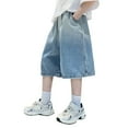 thumbnail image 1 of Boys Jean Shorts Classic Baggy Summer Jeans with Pockets Shorts 13-14 Years, 1 of 9