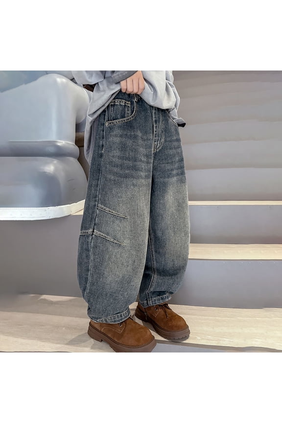 Teen Boys Denim Pants Jogger Pants ForBoys Elastic High Waisted Straight with Pocket Loose Fit Jogger Baby Boy Essentials 13-14 Years