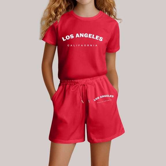 Teen Boys Pajamas Set Graphic Letter Print Short Sleeve Pullover Crewneck Soft Shirts and Shorts Set Summer Pajamas Set Teen Girl Pajamas 13-14 Years